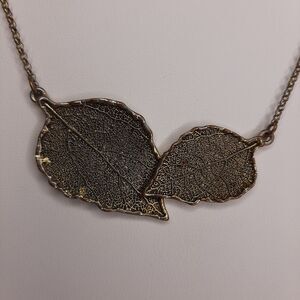 Lia Sophia "Family Tree" Leaf shaped Matte Gold-Tone Necklace 18-21"